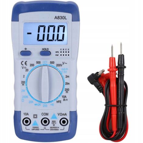 Rosfix Multimètre Numérique A830L – Écran LCD HD, 600V AC/DC, 10A, Test Diode/Transistor  Précis et Polyvalent  Pour Électricien, Électronique  Appareil de Mesure