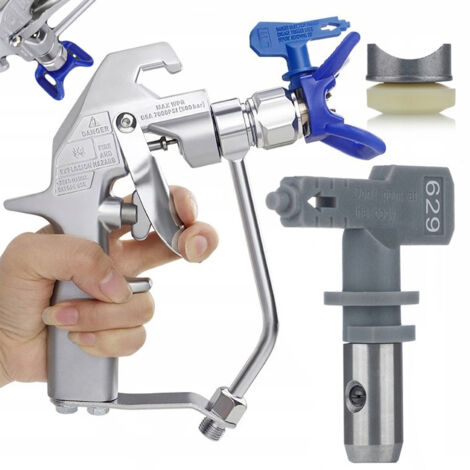 Rosfix Pistolet de peinture et de mastic Black Spray BS500 + BUSE DE PEINTURE HAUTE PRESSION 629 POUR L'APPLICATION DE MASTIC ROSFIX