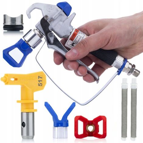 Rosfix Pistolet de peinture Rosfix UltraSpray avec gâchette à 2 doigts ZT-80 avec protection + Buse de peinture Rosfix Ultra Spray 517 + 2x Filtre de tube blanc 60 mesh