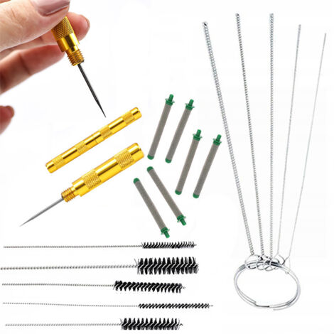Rosfix Punch + Wischer, Bürsten zum Reinigen der Lackierpistole 5 Stk. + Metallreinigungsstäbe 5x + Rosfix Fingerfilter 30 Mesh, grün für die Lackiereinheit