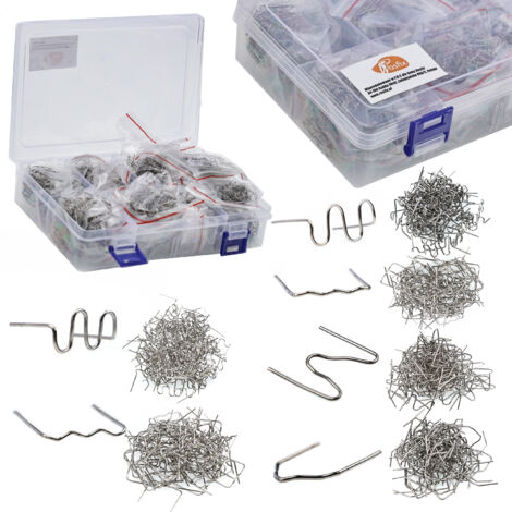 Rosfix Set Agrafes pour Plastique 1800 Pièces – 6 Types, Fil Acier Carbone 0,6/0,8 mm  Boîte de Rangement  Pour Réparation Auto, DIY, Prototypage  Accessoire de Soudure Plastique