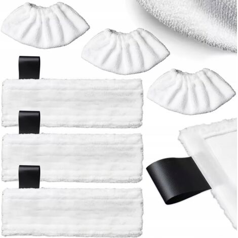 Rosfix Set Chiffons Microfibre 6 Pièces – 3 Lingettes Sol + 3 Housses Buse Lavables, Haute Qualité compatible avec nettoyeur vapeur Kärcher SC1–SC5 EasyFix
