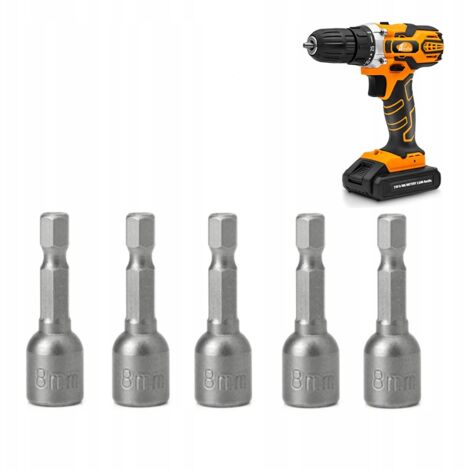 Rosfix Set Douilles Magnétiques 8mm 1/4" – Acier 40Cr, Longueur 65mm  Embout Aimanté  Pour Visseuse et Perceuse  Accessoire de Bricolage et Réparation