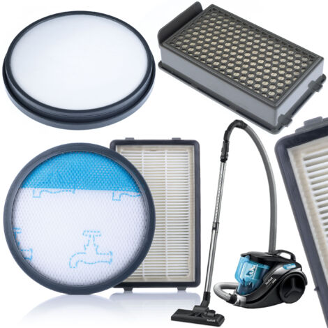 Rosfix Set Filtres Aspirateur – 2x HEPA + 2x Mousse Lavable  Filtration 99,95% Poussières  compatible avec aspirateur Rowenta RO371–RO379, Tefal TW371–TW379