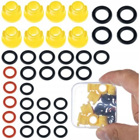 Rosfix Set Joints Toriques 37 Pièces – Bagues d'Étanchéité Durables Pour Pompes, Raccords, Pistons compatible avec nettoyeur haute pression Kärcher K2–K7