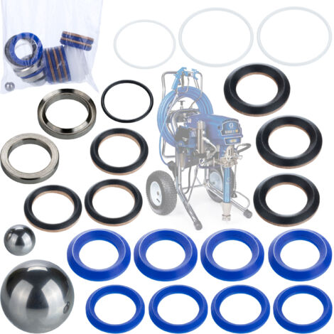 Rosfix Set Kit Réparation Pompe – Joints Cuir et Teflon, Billes Acier  compatible avec pistolet à peinture Graco MARK V, Ultra Max II, GMax, LineLazer  Accessoire Airless