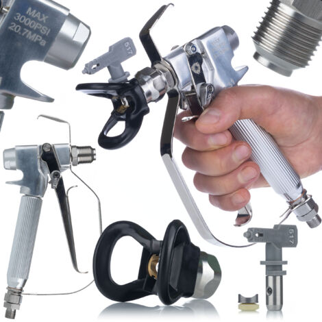 Rosfix Set Pistolet à Peinture UltraSpray J-31 – Buse 517, 3000 PSI, Filetage 1/4", 7/8" Filtre Intégré Pour Peinture Murale, Meubles Accessoire pour Pulvérisateur