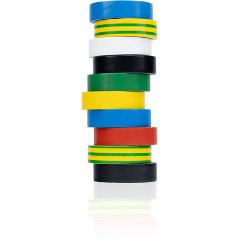 Rosfix Set Rubans Isolants PVC 10x – 0,13 mm Épaisseur, 16 mm x 10 m Résistant à 80°C Multi-Usages Électriques Étanche et Flexible Accessoire Électricité