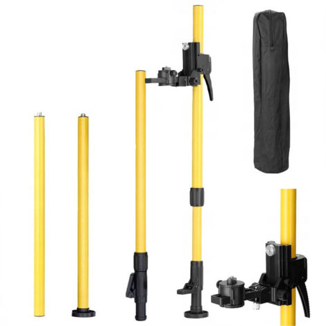 Rosfix Set Trépied Télescopique 365 cm – Aluminium Léger, Filetage 1/4", 3 Sections Réglable 95–365 cm avec Housse pour Niveau Laser Accessoire de Mesure