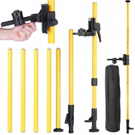 Rosfix Set Trépied Télescopique 420cm – Aluminium Modulable, Filetages 1/4" & 5/8", Libelle Intégrée Pour Niveau Laser Réglage 360° Accessoire de Mesure Professionnel