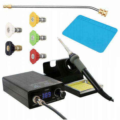 Rosfix Station de soudage à pointes T12 Rosfix Orange Akbash OLED T12OAO + Lance 1/4" 34cm coudée 30° + Ensemble de 5 buses avec connexion rapide + Tapis 20x30