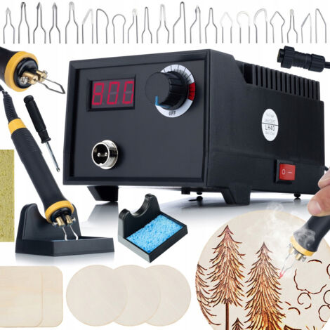 Rosfix Station pour pyrogravure 60W / brûleur à bois avec écran Rosfix Black Fenix RBB60W + Éponge pour pointes de fer à souder 50x35mm 1 pièce