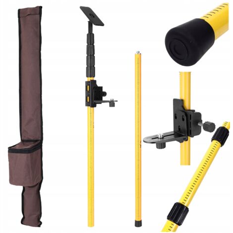 Rosfix Trépied Télescopique 285cm pour Niveau Laser – Hauteur Réglable, Filetage 5/8", Ø32mm Léger et Stable avec Sac Accessoire pour Laser de Construction