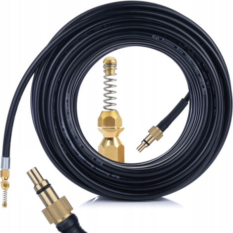 Rosfix Tuyau de Nettoyage Canalisation 10m – Buse à Ressort Laiton 1/4"  Haute Pression  Pour Égouts, Gouttières  compatible avec nettoyeur haute pression Lavor, Parkside, Kanwod