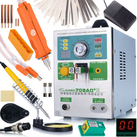 Rosfix Zgrzewarka Sunkko 709AD+ – Soudeuse par Points 3,2kW avec Stylo HB-70B et Fer T12  30–800A, 220V  Pour Batteries Lithium 18650  Appareil de Soudage Professionnel