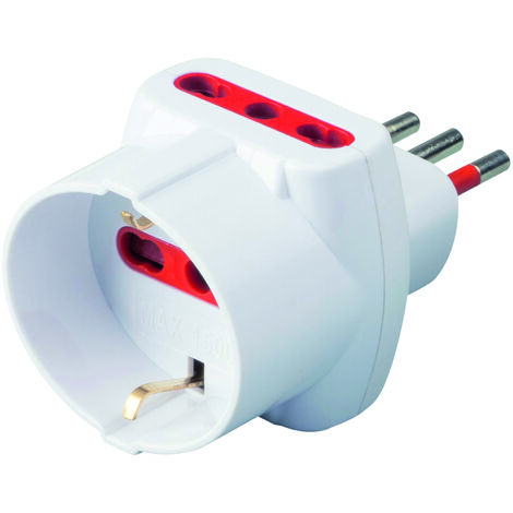 Rosi ADATTATORE TRIPLO RS78045T spina 2P+T 10A - prese 2 x 10/16A + 1 schuko