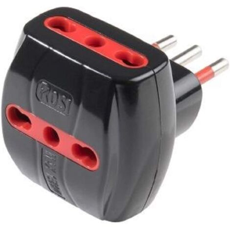 Rosi materiale elettrico adattatore triplo 2p+t 10a 250v colore nero rs78042t