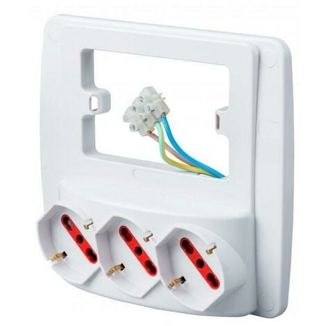 Rosi materiale elettrico multipresa da parete 3 posti schuko colore bianco rs94132