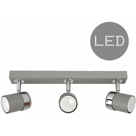 VALUELIGHTS Rosie Spotlight Bar 3 Way Ceiling Light Fitting - Cement - Warm White Bulbs