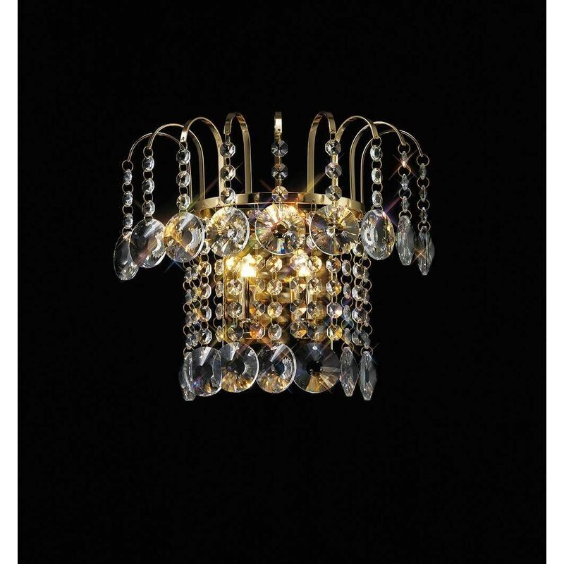 09diyas - Rosina wall light with switch 2 lights gold / crystal