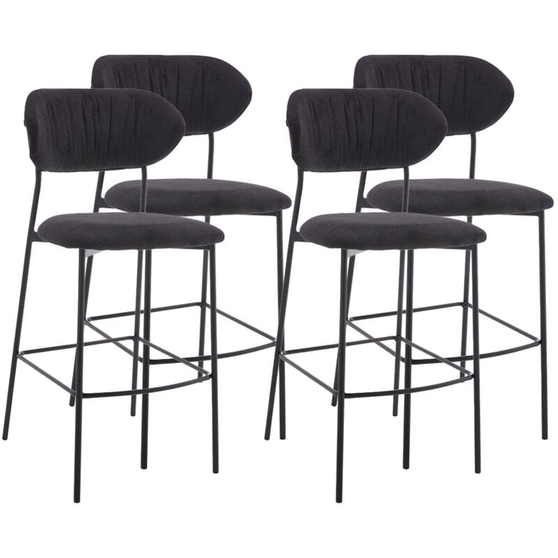 Lisa Design - Rosita - lot de 4 tabourets de bar - en tissu - gris anthracite - gris anthracite