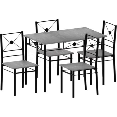 Roslyn 4 Seater Dining Set Kitchen Dining Table and Chairs Furniture, Concrete-Grey