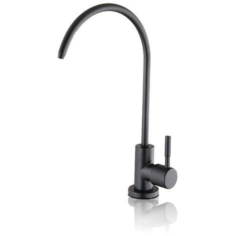 Rosmmel – Robinet osmoseur noir mat en acier inoxydable 304 – Valve céramique – Bec pivotant 360° – Hauteur 210mm pour osmose inverse