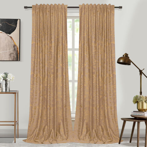 Rosnek Rideau Occultant en Velours avec Estampage Doré Isolant Thermique et Phonique 132x213cm Rose (Lot de 2)