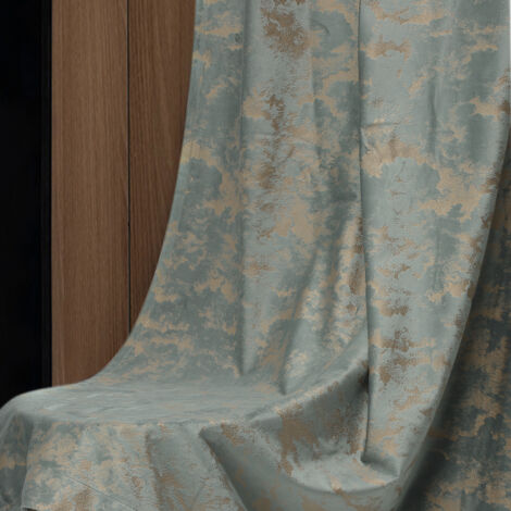 Rosnek Rideau Occultant en Velours avec Estampage Doré Isolant Thermique et Phonique 132x260cm Gris Clair (Lot de 2)