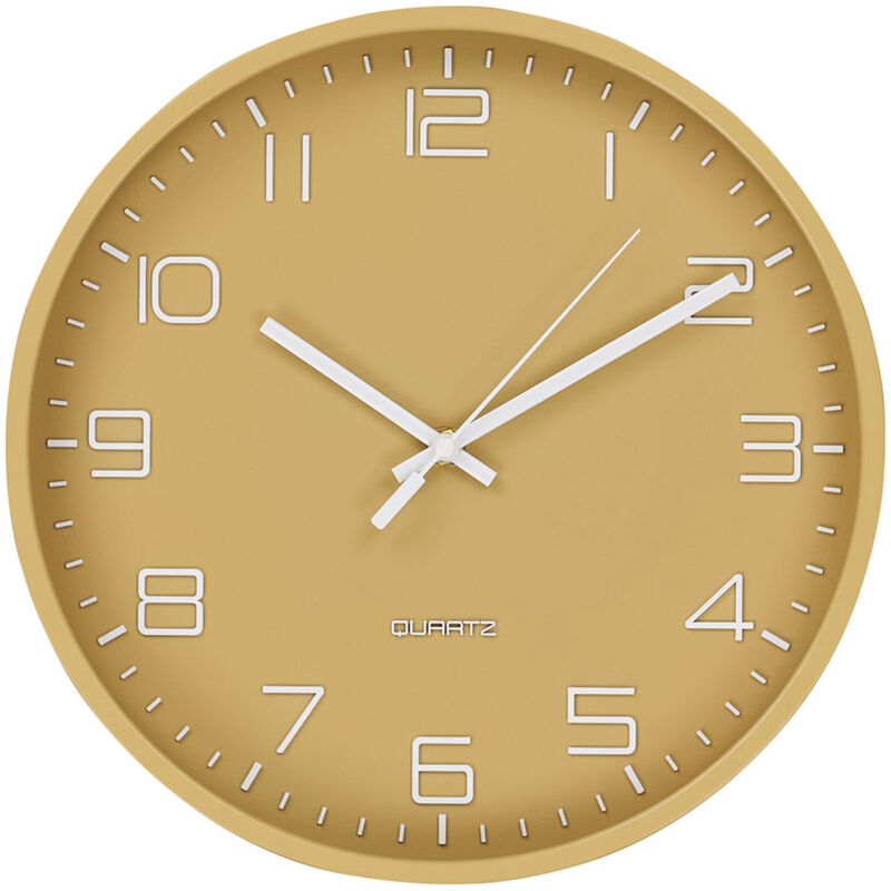 Rosolini horloge murale silencieuse Ø30cm ocre.