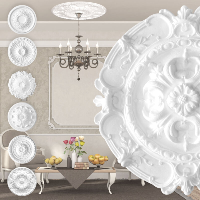 Rosone di polistirolo - decorazione interna, stucco per soffitti eps - bianco: R-05 - ø 40 cm