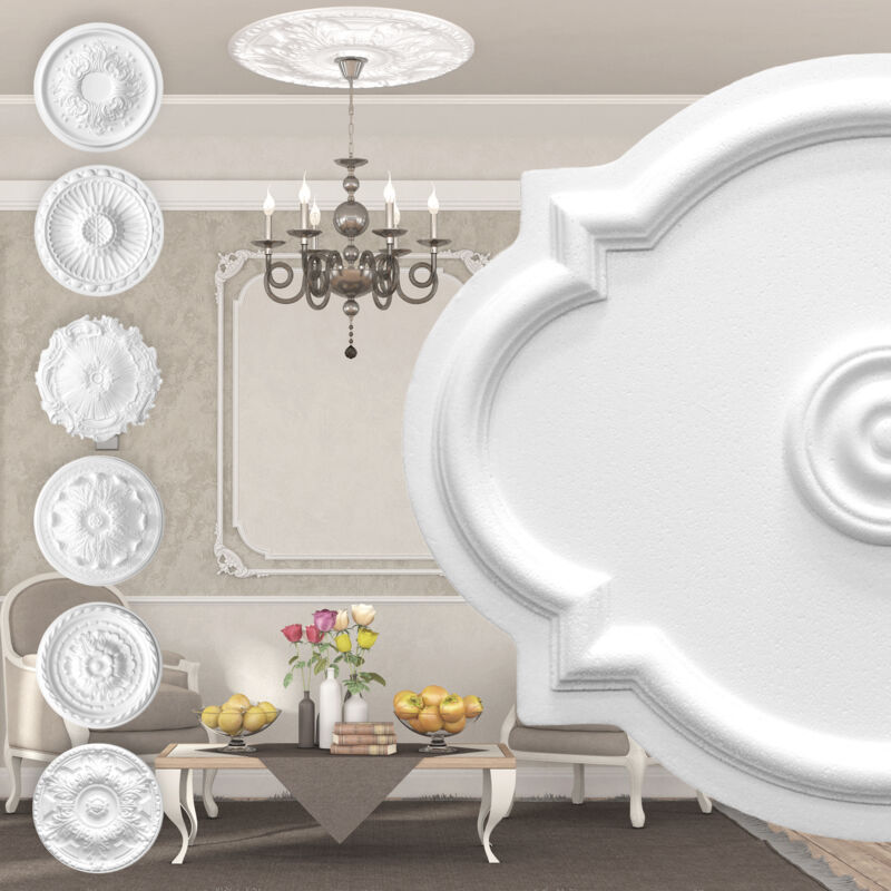 Rosone di polistirolo - decorazione interna, stucco per soffitti eps - bianco: R-10 - 52x42cm