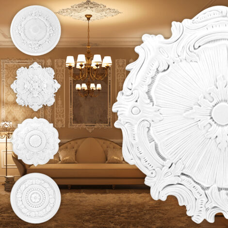 Rosone Decorativo In Poliuretano Diametro 30 Cm Per Pareti E Soffitti, Modello PR 3022