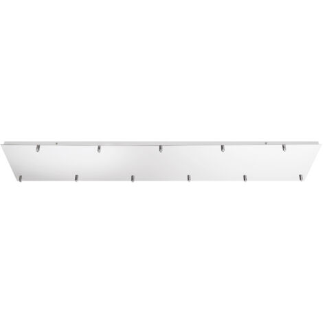 Rosone rettangolare per sospensione PIREX a undici luci in metallo cromato 140x28 cm.