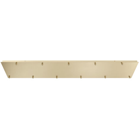 Rosone rettangolare per sospensione PIREX a undici luci in metallo oro 140x28 cm.