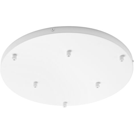 Rosone rotondo per sospensione PIREX a sei luci in metallo bianco 47 cm.