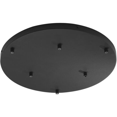 Rosone rotondo per sospensione PIREX a sei luci in metallo nero 47 cm.