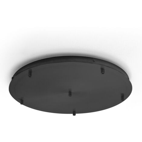 Rosone tondo in metallo Alice nero IP20 per lampade a sospensione - Base da soffitto moderna, attacco 6 fori, facile installazione