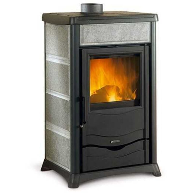 Nordica - Poele a' bois La Extraflame Rossella Plus avec revetement exte'rieur en majolique couleur pierre naturelle 8 kw 229 m chauffe'