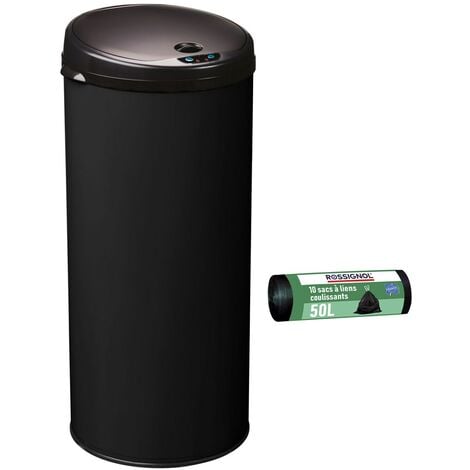 Poubelle 50l avec détecteur de mouvement en acier inoxydable ronde argentée  ML DESIGN 490009668 Pas Cher 