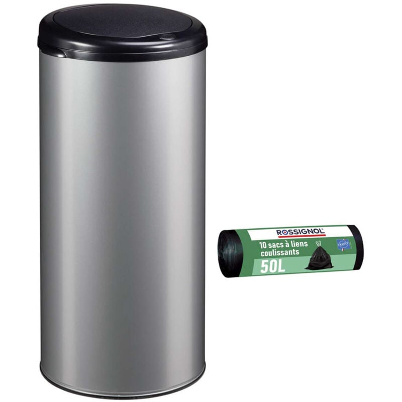 Poubelle de cuisine touch 45L et 10 sacs poubelle 50L - handtouch Rossignol