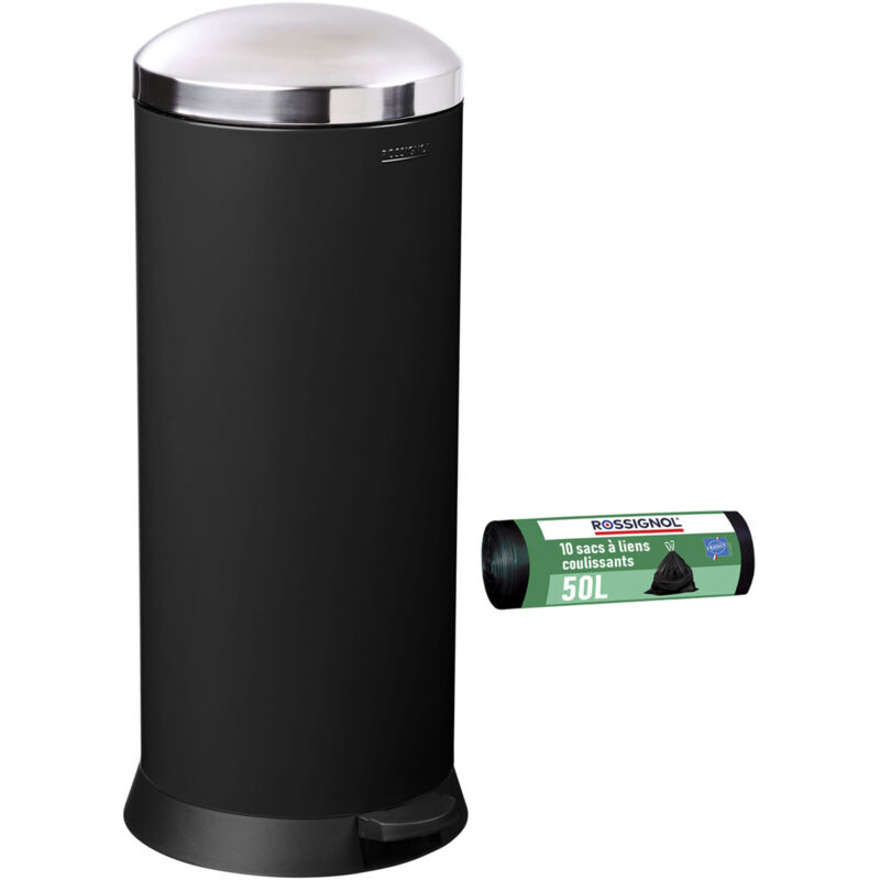 Rossignol - Poubelle de cuisine à pédale 30L et 10 sacs poubelle 50L - bomba