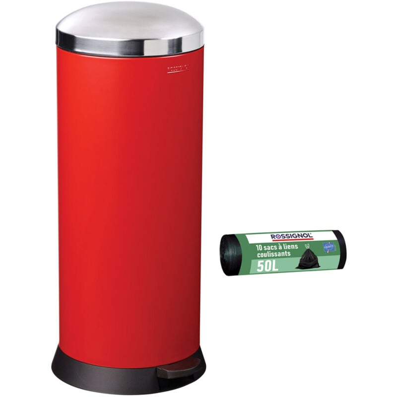 Rossignol - Poubelle de cuisine à pédale 30L et 10 sacs poubelle 50L - bomba