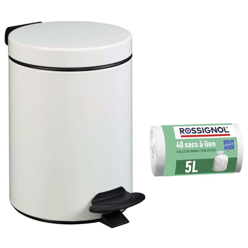 Poubelle de salle de bain à pédale 3L et 40 sacs poubelle 5L - cyjeu Rossignol