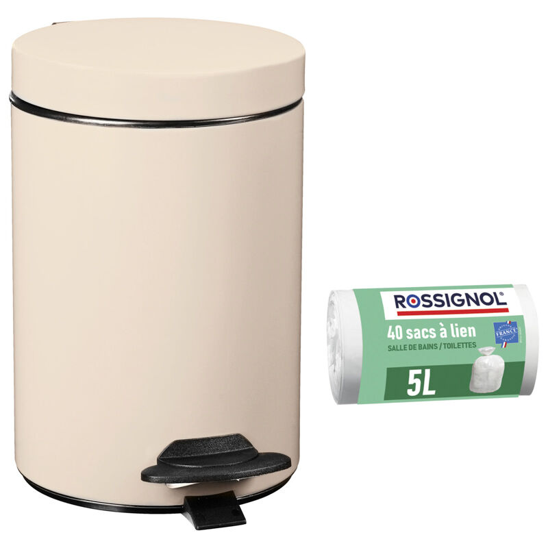 Poubelle de salle de bain à pédale 3L et 40 sacs poubelle 5L - cyjeu Rossignol