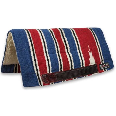 Rosso e Blu Royal - Sottosella Western in navajo e lanetta con rinforzi in cuoio