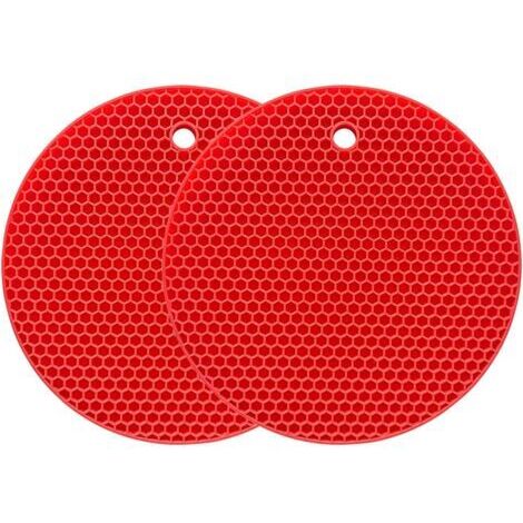 (Rosso) Sottopentola multifunzionale in silicone, resistente al calore fino a 240°C, guanto da forno, impermeabile, (set da 2) antiscivolo, flessibile, resistente