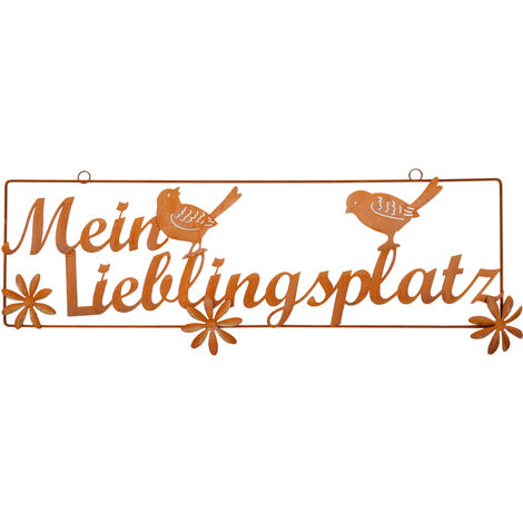 Rost Gartenschild zum Hängen 54 cm - Mein Lieblingsplatz - Metall Gartendeko mit Schriftzug - Edelrost Spruchtafel Garten Deko Schild
