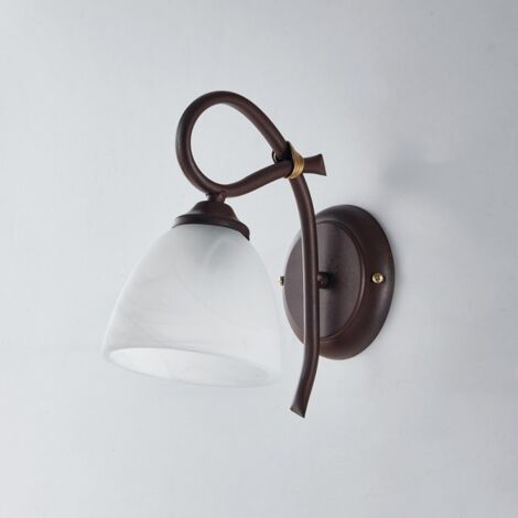 Rostschwarze Eisenwandleuchte one light Alabasterweißer Glaslampenschirm 23x h25 cm