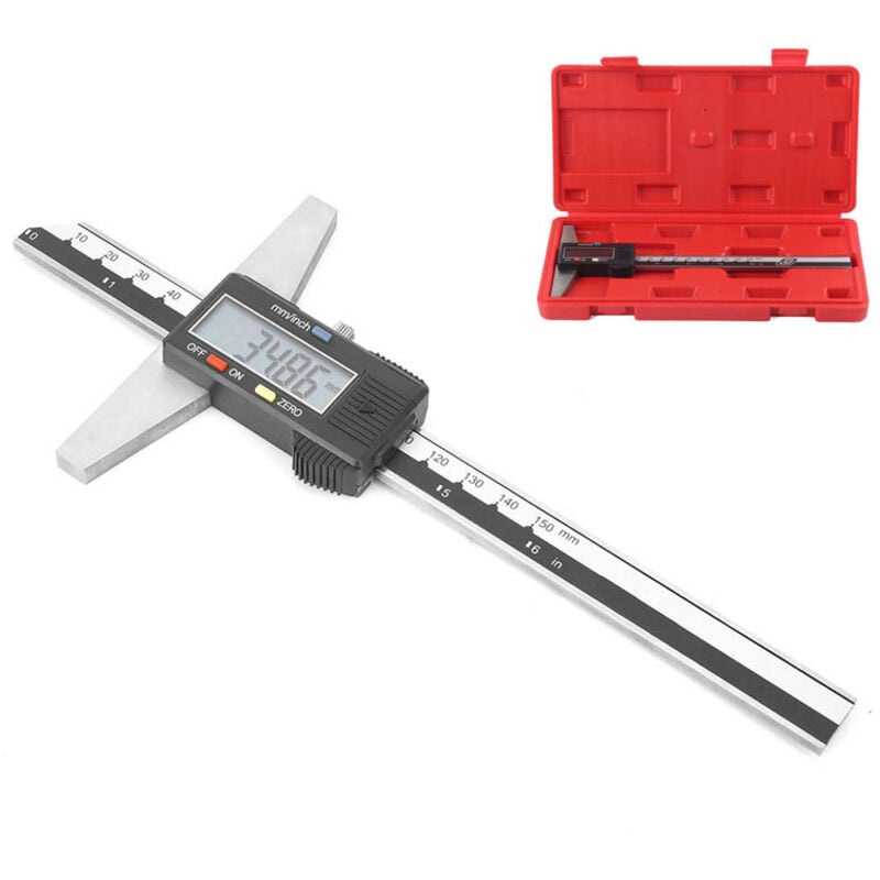 Rosvola - 0-150 mm Jauge de profondeur numérique,Pied à coulisse numérique en acier inoxydable de haute précision de 0,01 mm avec système de mesure